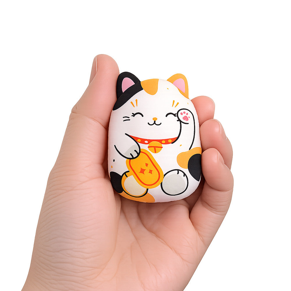 Bubble Stuffed Mystery Mini Lucky Cats cat toy held in a hand