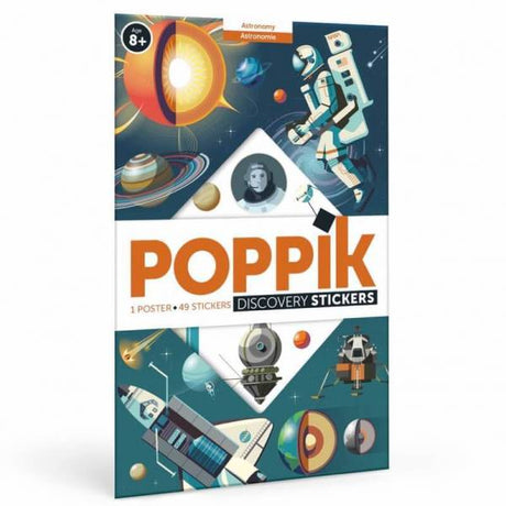 Poppik Discovery Poster Astronomy with vibrant space illustrations and 49 stickers for fun learning about the cosmos ages 8 and up