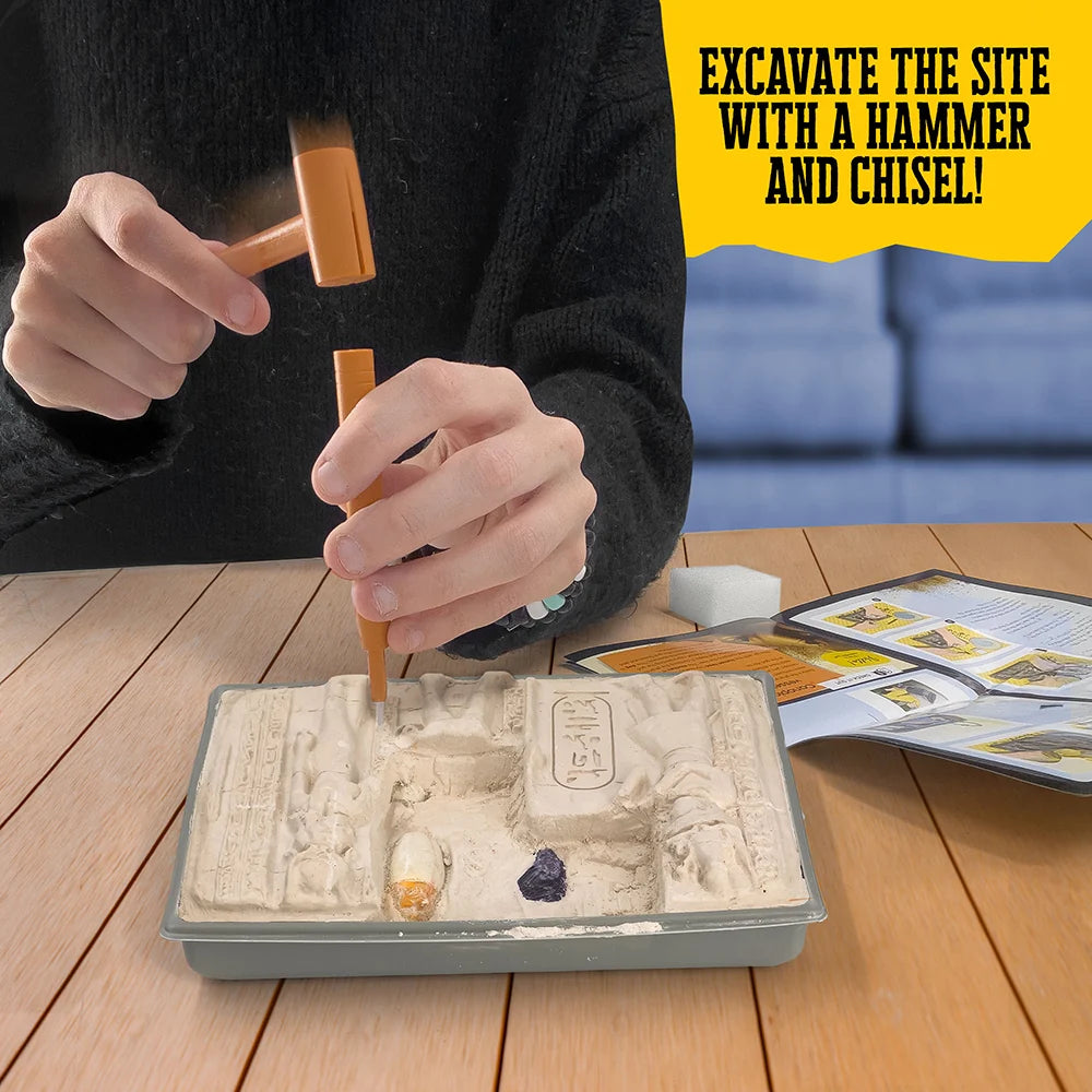 I DIg It! Egyptian Artifacts excavation kit with hammer and chisel revealing ancient artifacts