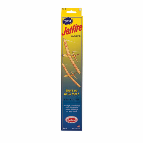 Jet Fire Balsa Gliders package showing two wooden gliders, easy to assemble for hours of flying fun.