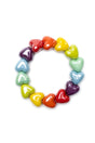 Colors of Love Bracelet featuring glossy heart-shaped beads in a vibrant rainbow of colors for children.