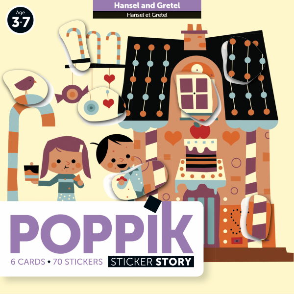 Poppik Sticker Story featuring Hansel and Gretel cards and stickers for creative storytelling and fun activities.