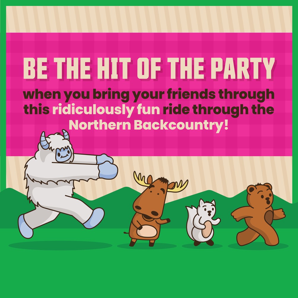 Moose Match Mayhem game promo graphic featuring a moose yeti cat and bear characters