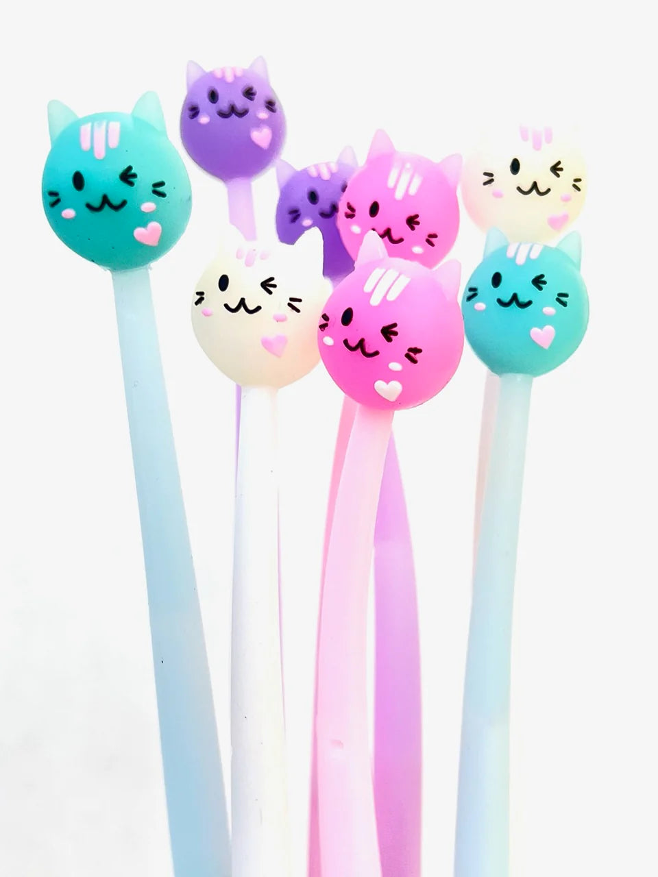 Sweet Cat Wiggle Gel Pen set with fine tip and colorful cat-shaped tops for writing and illustration fun