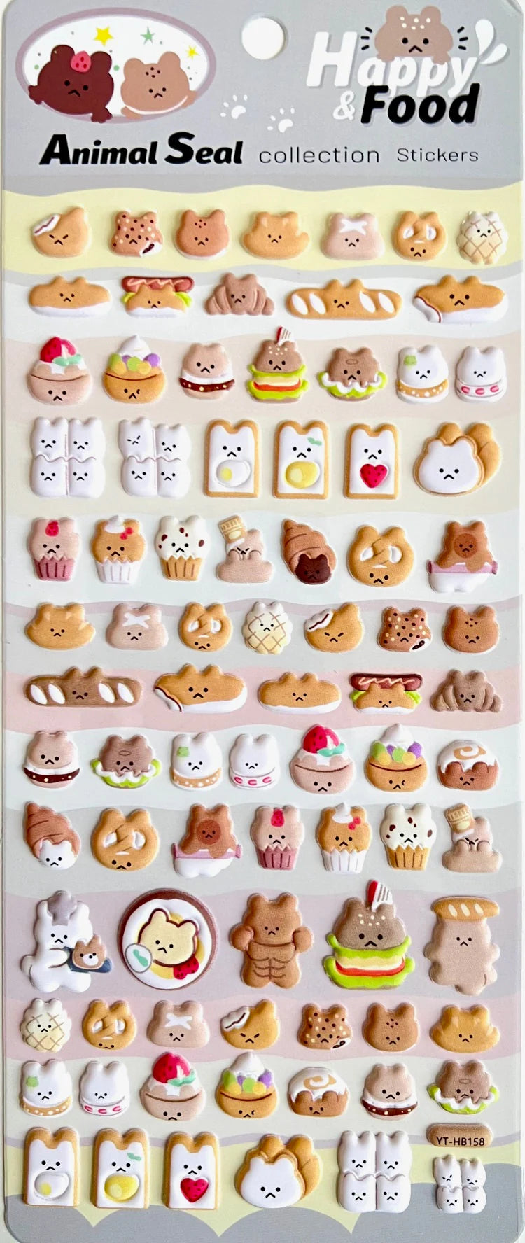 Bear Food Puffy Stickers featuring cute animal and food designs perfect for planners, notes, and creative projects.