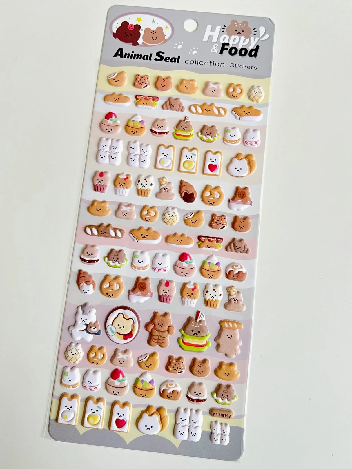 Bear Food Puffy Stickers featuring cute animal and food designs to decorate notes, planners, and crafts for ages 3 and up.