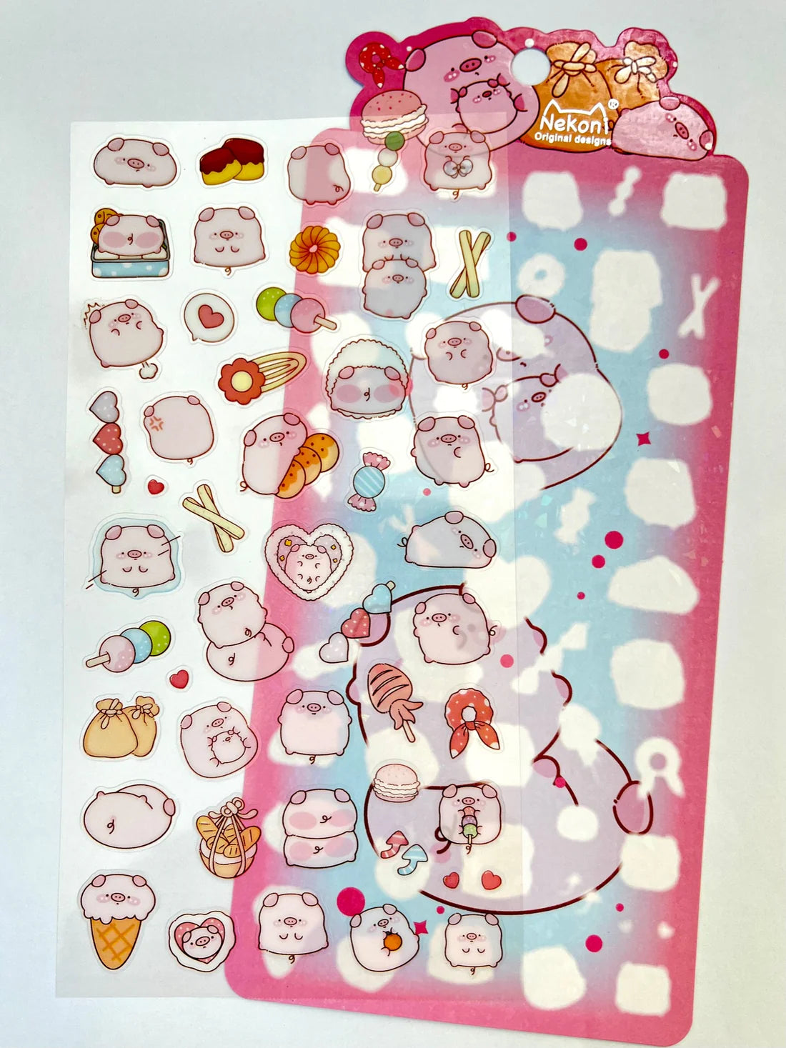 Pig Snack Stickers sheet featuring cute pig designs for notes, planners, and creative projects.