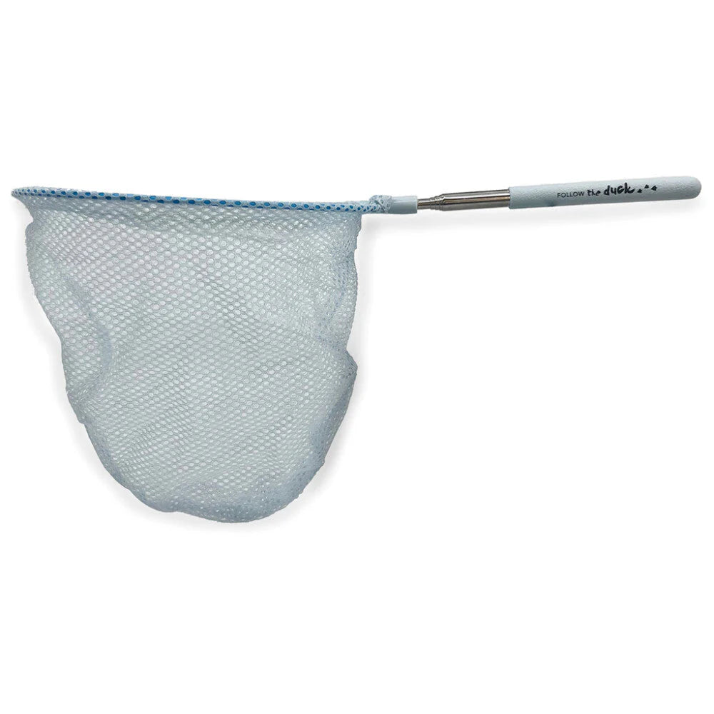 Lightweight telescopic fish net with stainless steel handle and fine mesh, ideal for outdoor water activities.