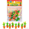 Itty Bitty Cactus set with eight colorful soft vinyl potted plants, each detailed with flowers and stones.