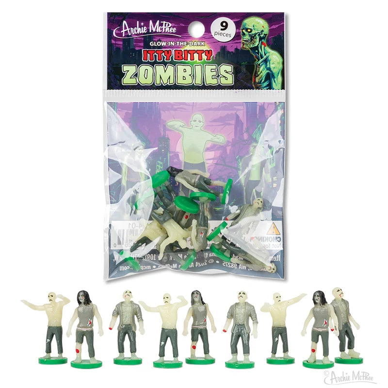 Itty Bitty Zombies miniature zombie figures in package with nine assorted characters