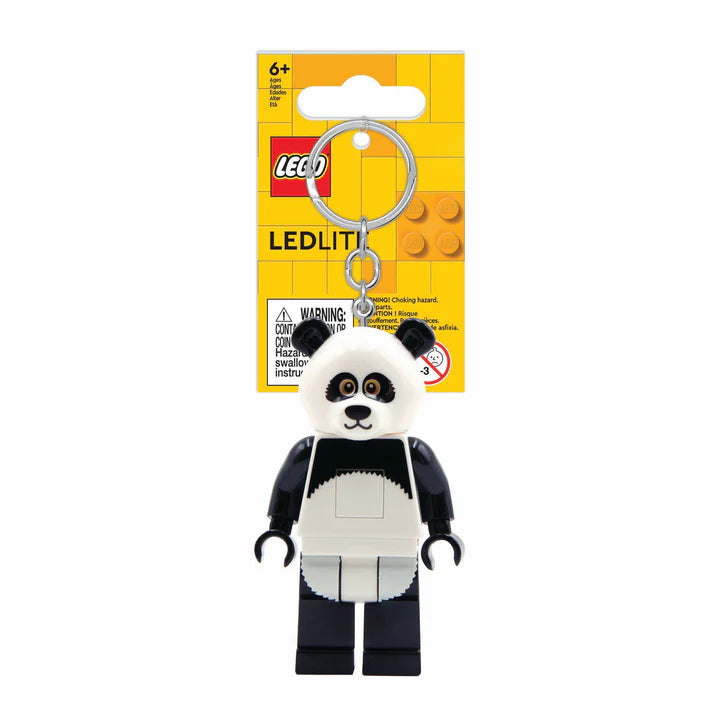Lego Keylight | Animal panda figure keychain with LED light, movable limbs, 3-inch tall replica of LEGO minifigure.