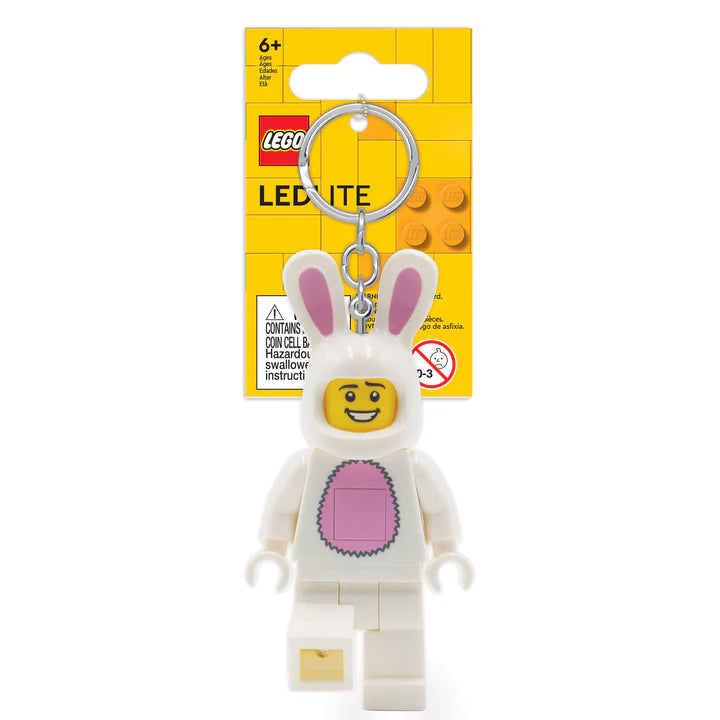 Lego Keylight | Animal featuring a 3-inch bunny minifigure keychain with LED lights in feet and movable parts.