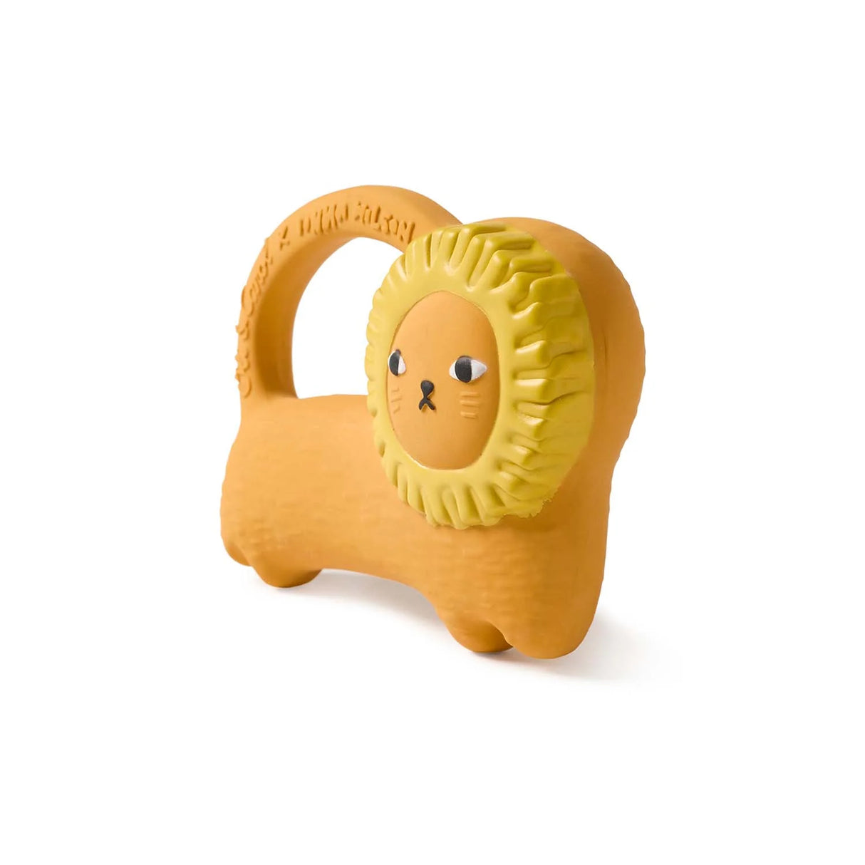 Richie Lion Teether made from natural rubber with textured lion design and handle for easy baby grip and soothing gums.