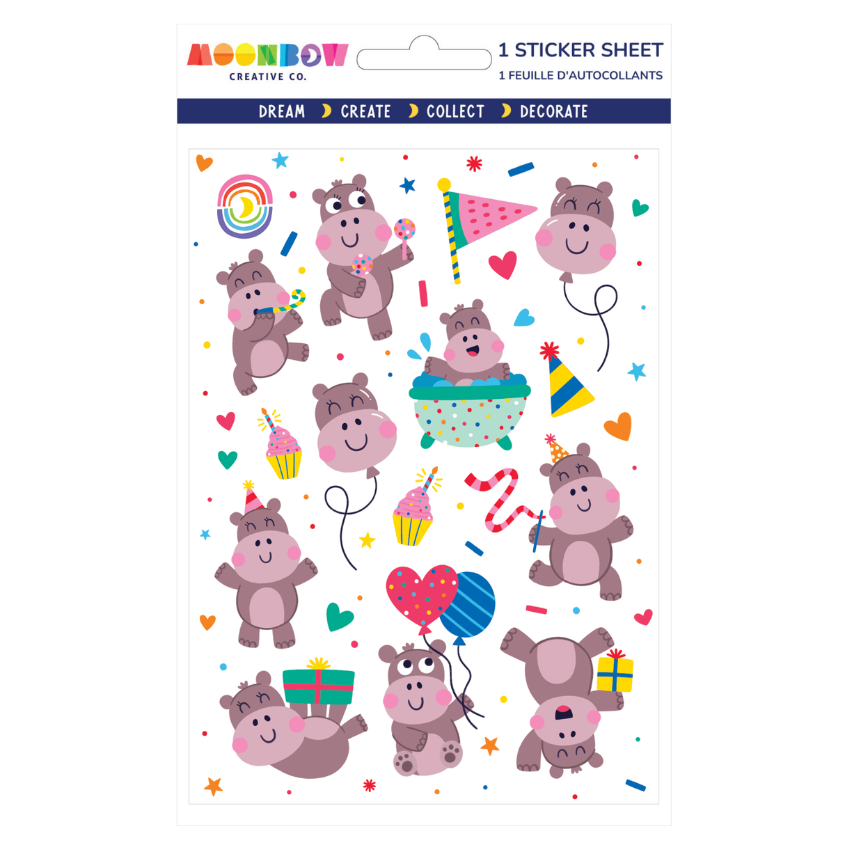 Pygmy Hippo Party Glossy Stickers