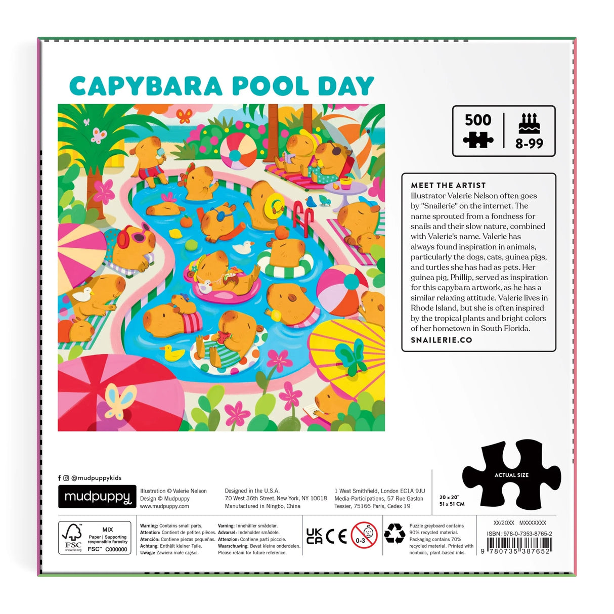 500pc Capybara Pool Day Family Puzzle