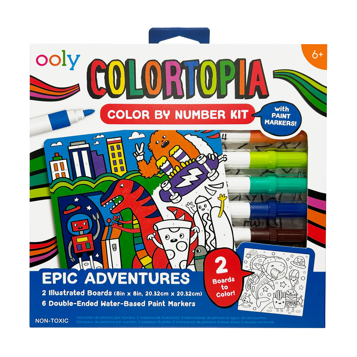 Colortopia Color by Number | Epic Adventures kit with 2 boards, paint markers, and stands for beginner painters.