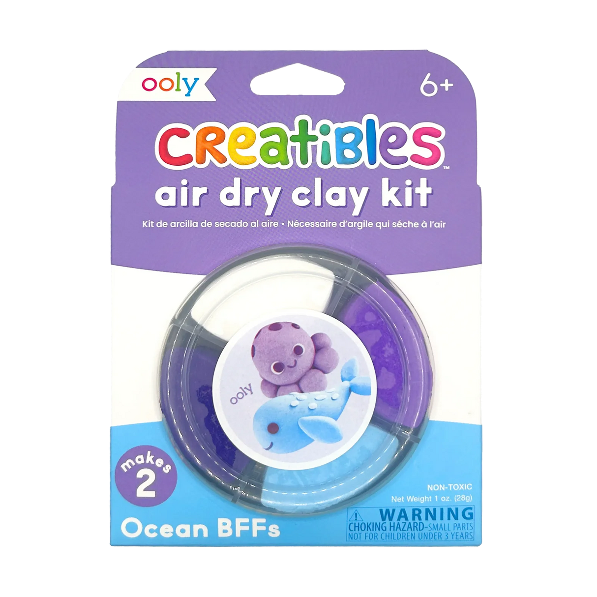 Creatibles Air Dry Clay Kit | Ocean BFFs with four clay colors and instructions to sculpt an octopus and whale.