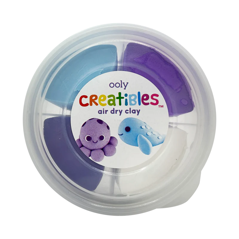 Creatibles Air Dry Clay Kit Ocean BFFs with four colors of non-toxic clay and ocean character instructions.