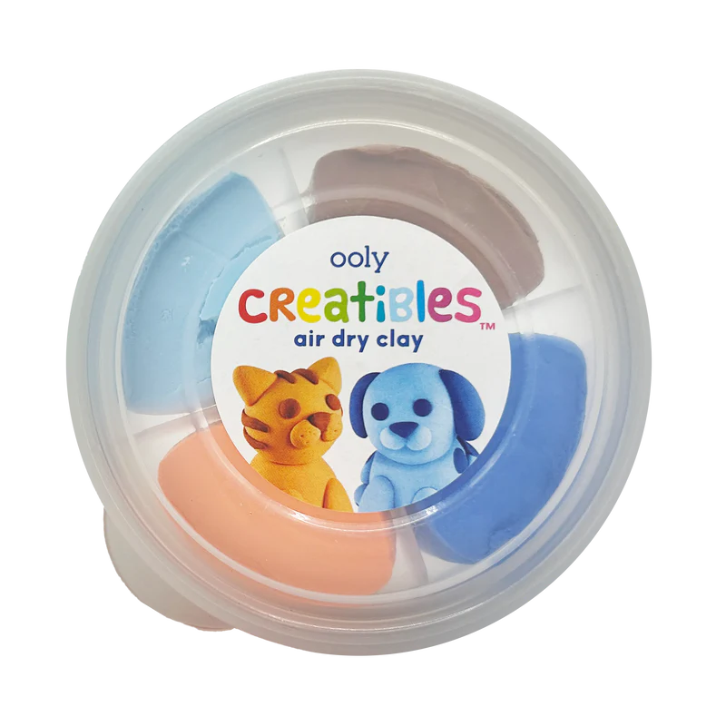 Creatibles Air Dry Clay Kit | Pet BFFs with four colors of soft clay in a resealable tub for making kitten and dog sculptures.
