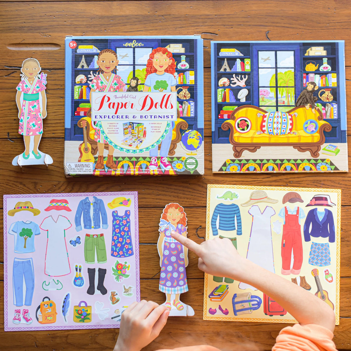 Paper Dolls | Explorer & Botanist with two dolls, reusable vinyl clothes, and fold-out play scene for imaginative play.