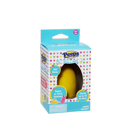 Peeps | Grow A Peep packaging showing egg that hatches into bunny or chick and grows up to 3 times its size