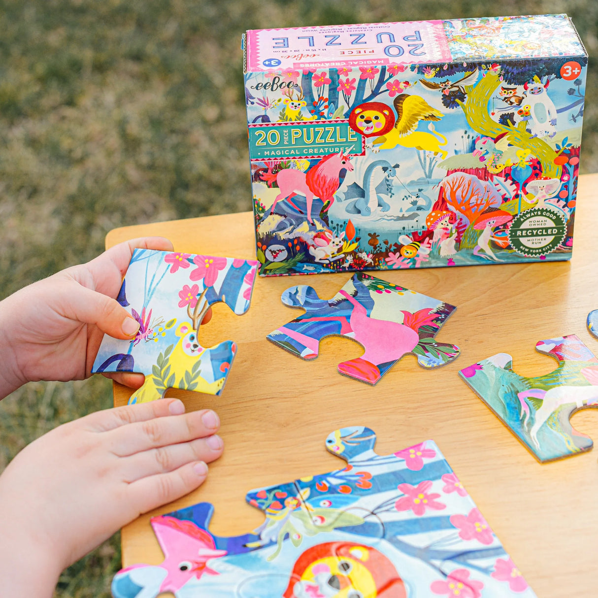 20pc Magical Creatures Puzzle with vibrant unicorns and magical creatures, sturdy pieces for preschoolers age 3 and up.