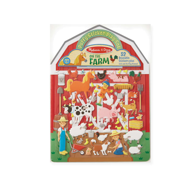 Puffy Sticker Play Set Farm with 52 reusable farm animal and farmer stickers for creative storytelling and play.