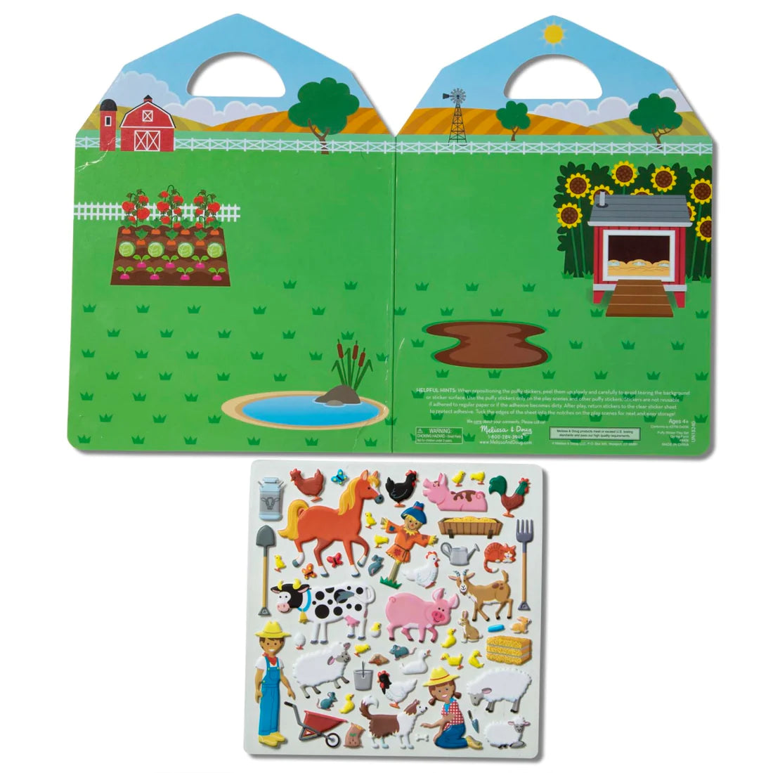 Puffy Sticker Play Set Farm with reusable farm animal stickers and scenes for creative storytelling and play.
