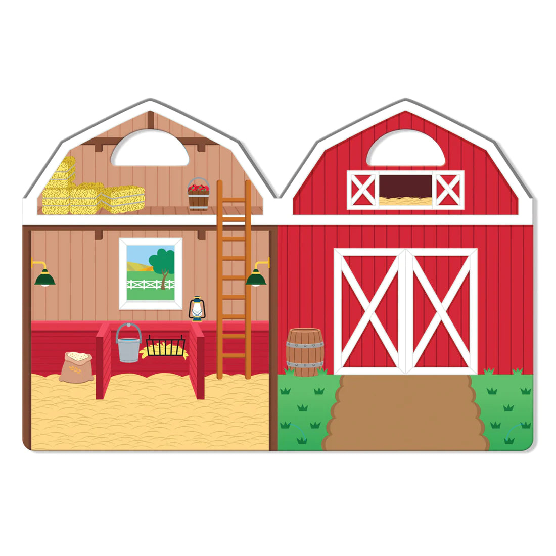 Puffy Sticker Play Set Farm double-sided barn scene background for layering reusable puffy stickers and farm play.