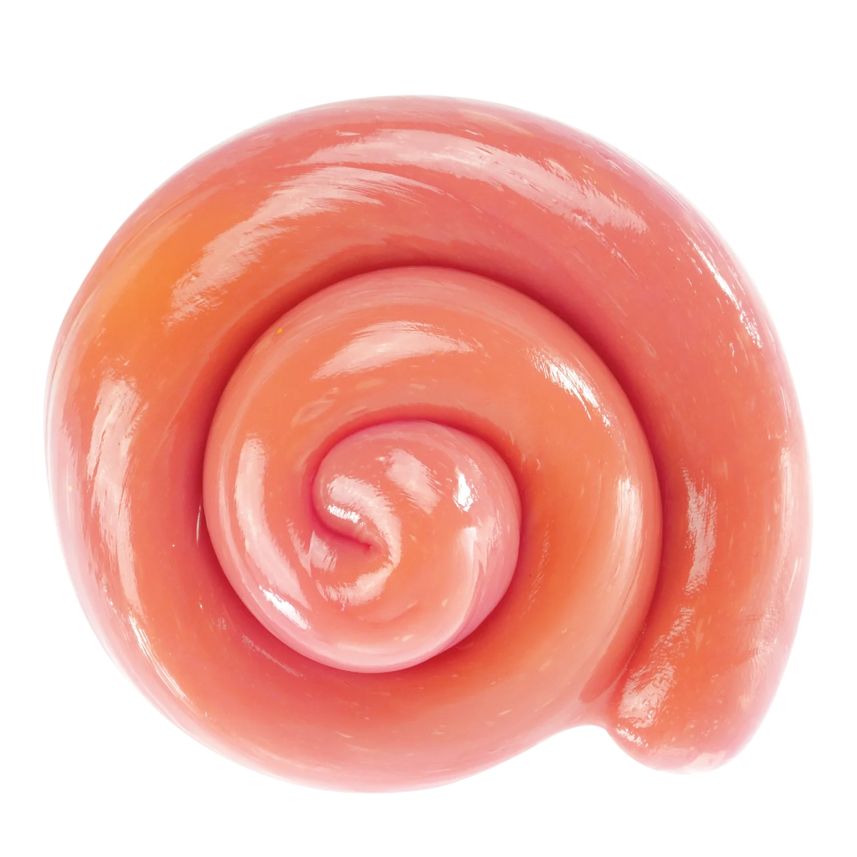 Super Color Change Rainbow Reveal Thinking Putty swirled in shades of pink and orange showing its smooth, glossy texture.