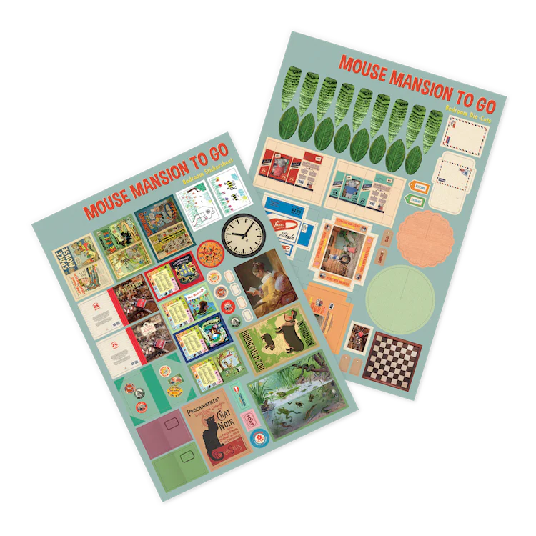 Sam & Julia | Mouse Mansion to Go sticker and die-cut sheets for decorating the portable bedroom suitcase.
