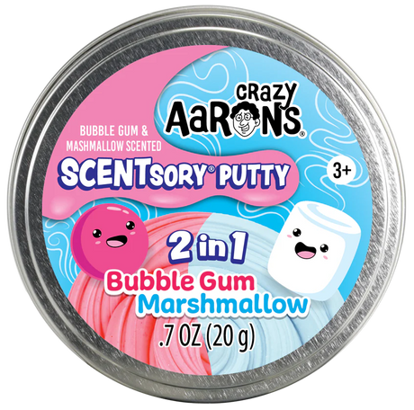 SCENTsory Duos Bubblegum Marshmallow Thinking Putty in pink and white with bubblegum and marshmallow scents.