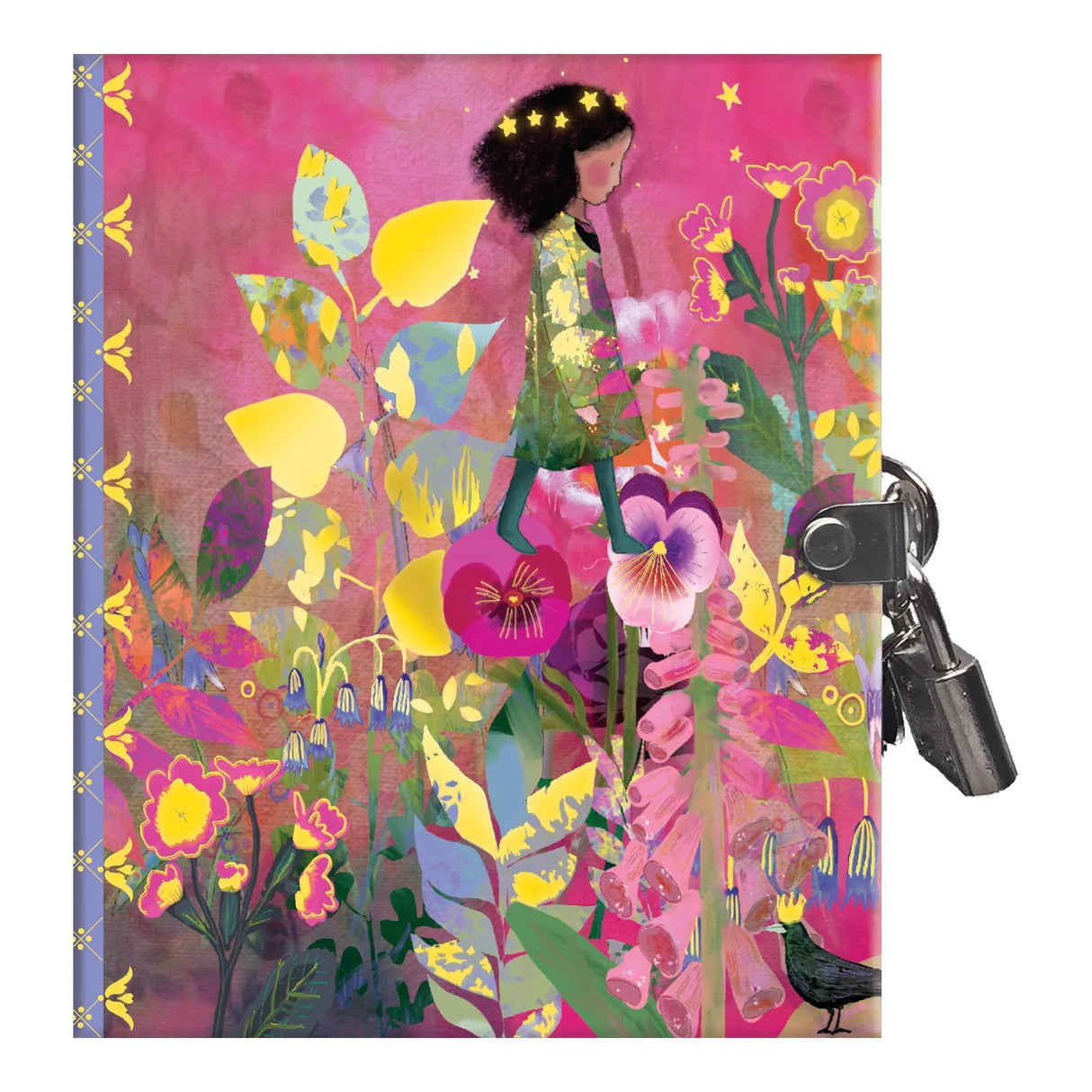 Very Small Journal | Claire with colorful floral cover, foil details, lock, and two keys, pocket-sized for secrets and notes.