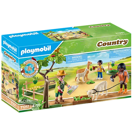 Playmobil Country | Alpaca Walk set with alpacas, figures, tree, fence, and accessories for imaginative play.