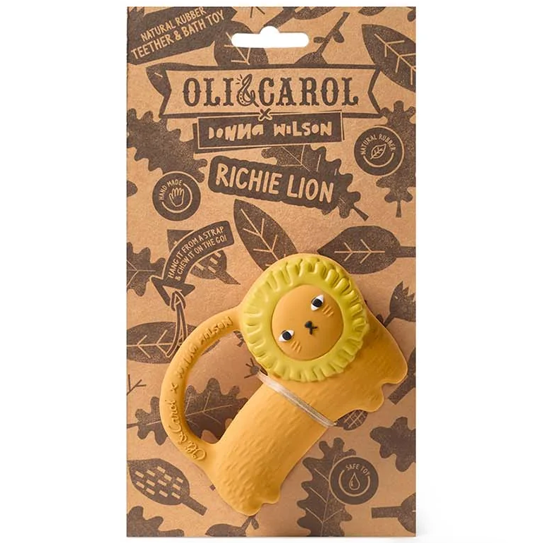 Richie Lion Teether natural rubber baby toy with textured handle and safe, eco-friendly design for soothing teething gums.