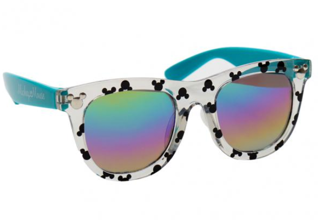 Arkaid Mickey Mouse Sunglasses with black Mickey silhouette frames and blue arms for stylish summer eye protection.
