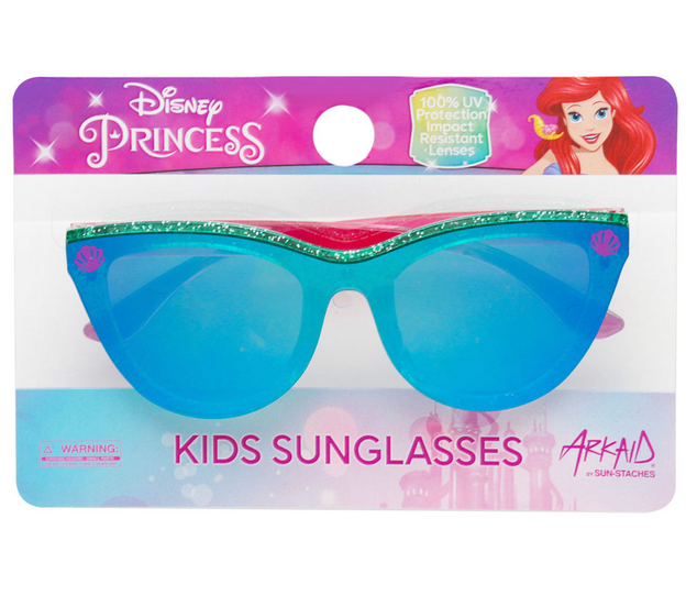 Arkaid The Little Mermaid Sunglasses with iridescent blue lenses and green glitter frame for kids.