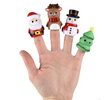 Christmas Finger Puppet set featuring Santa, reindeer, snowman, and Christmas tree on fingers for festive play.
