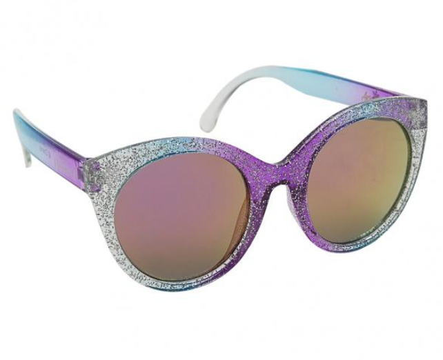Arkaid Frozen Sunglasses with purple glitter frame and tinted lenses, perfect for summer fun in the sun.