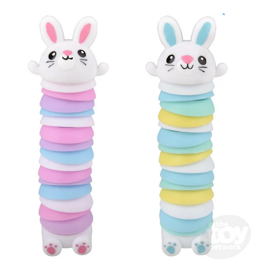 Sensory Wiggle Easter Bunny toy in pastel colors, designed to provide stress relief for fidgety hands.