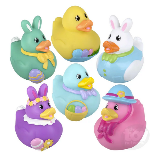 Easter Rubber Ducky set with pastel colors and festive Easter accessories, perfect for baskets and spring decor.