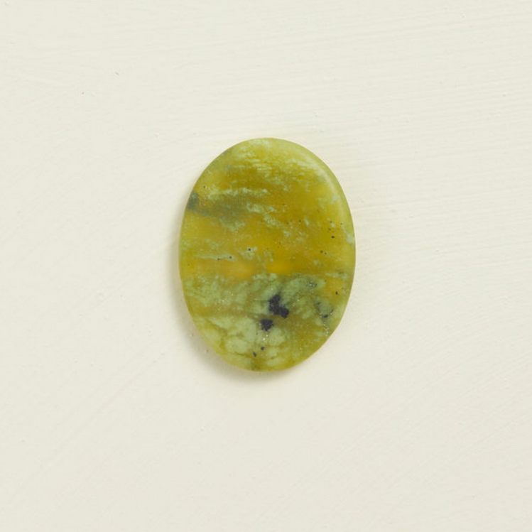 Soothing Stone | Xiuyan Jade oval-shaped crystal with soft matte finish, perfect for mindful and wellness practices.