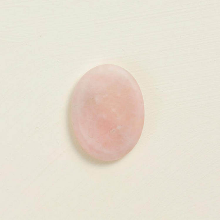 Soothing Stone | Rose Quartz with soft matte finish, oval-shaped crystal for calming and wellness practices.