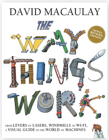 Way Things Work: Newly Revised Edition book cover featuring illustrated machinery letters and a woolly mammoth.