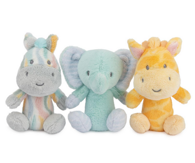 Safari Friends Stick Rattle plush jungle animal toys with soft handles, designed for little hands and safe for all ages.