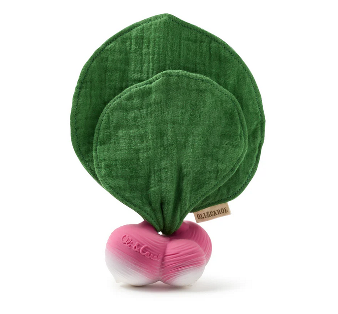 Mini DouDou Teether | Ramona the Radish with soft muslin and natural rubber, safe and biodegradable for babies 0+.