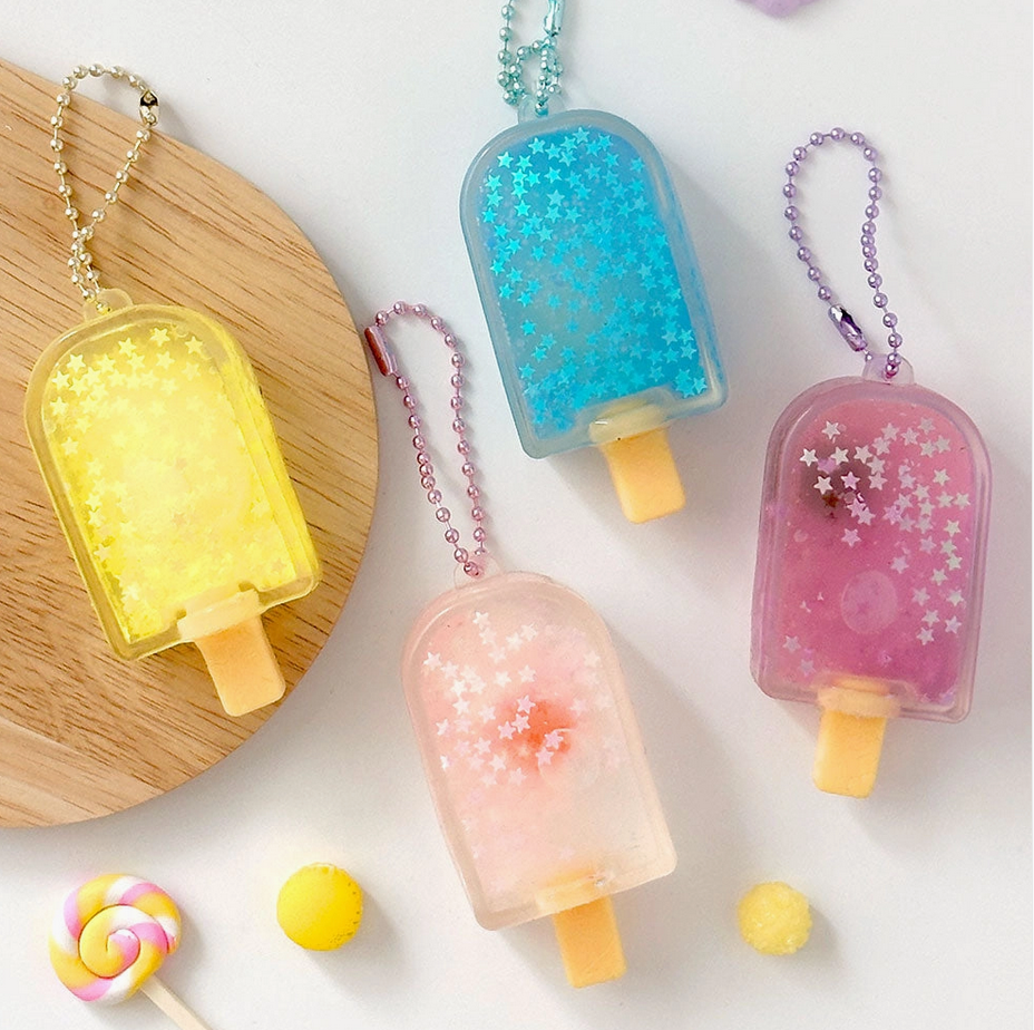 Squishy Sparkly Ice Cream Keychain