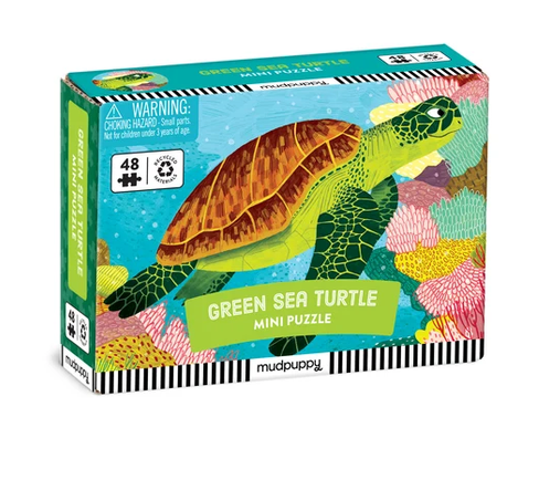 48pc Green Sea Turtle Mini Puzzle featuring a colorful underwater sea turtle illustration