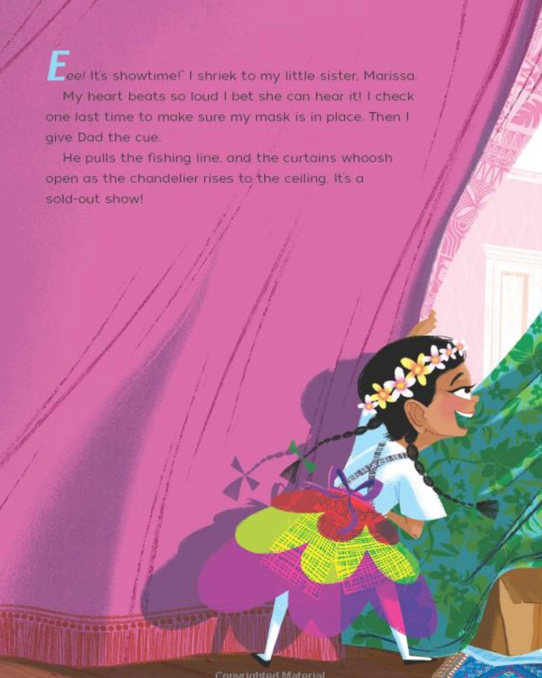 I Am a Rainbow! shows Mark excited backstage, wearing a colorful tutu and flower crown ready for his big show.