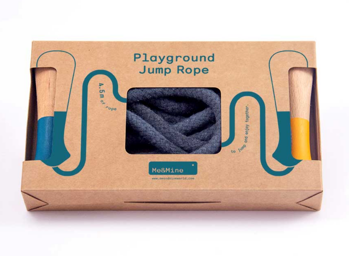 Jump Rope | Playground Coral & Mint with 4.5m cotton rope and beech wood handles in eco-friendly packaging.